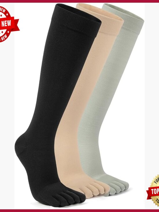 Other - 3 Pairs Knee High Toe Socks with Separate Toe Design